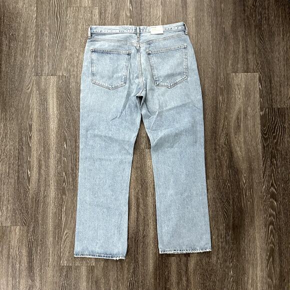 NWT AGOLDE Lana Mid Rise Vintage Straight Jeans Riptide Size 33 Light Blue Denim - Picture 5 of 16